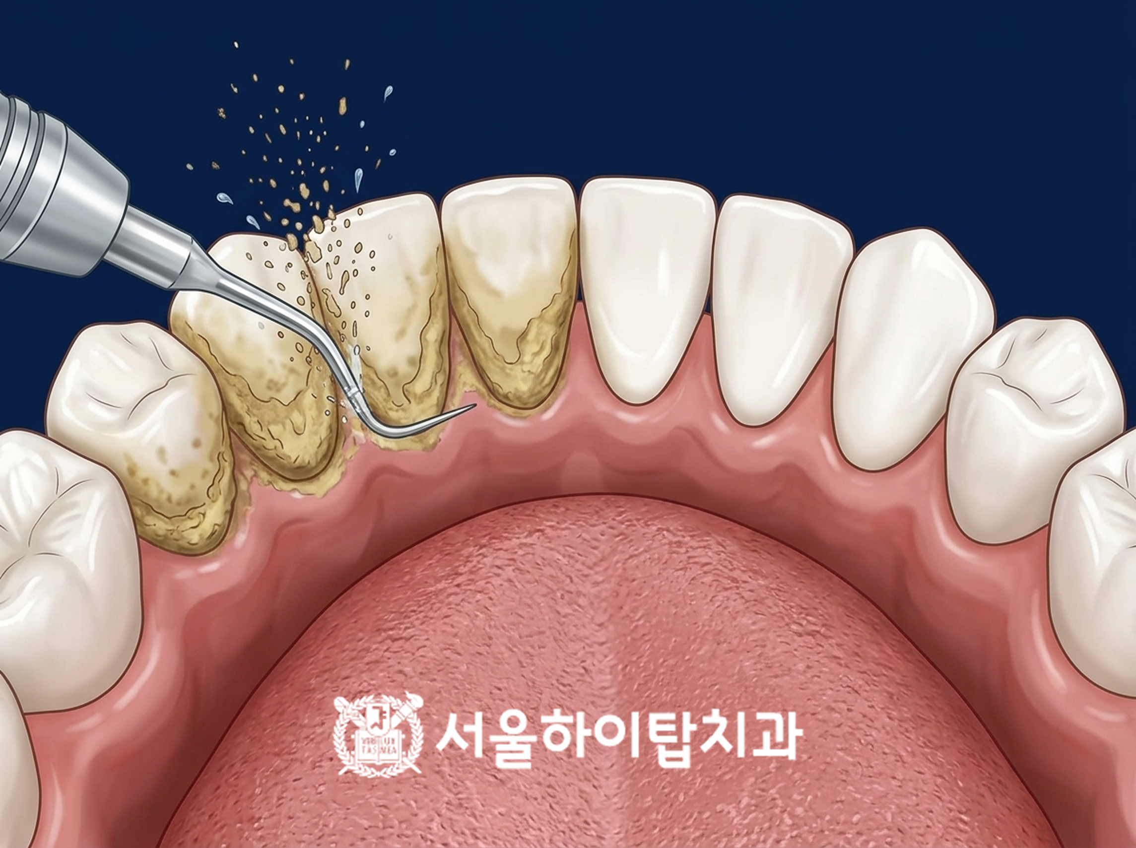 부평 동암역치과 스케일링 치석 제거 과정 일러스트